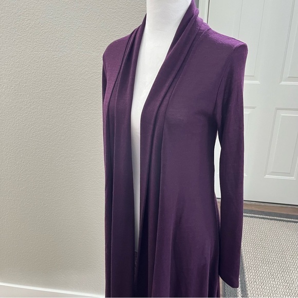 Rags + Couture Purple Duster Midi Open Cardigan Long Sleeve Women Small USA Made - Picture 4 of 9